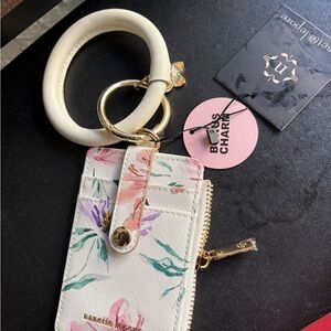Nanette Lepore Cream Floral Card Holder with Keyring